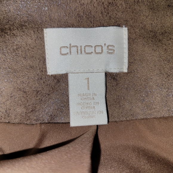 Chicos Faux Leather Fringe Open Front Jacket Women 1 Medium Boho Western Cowgirl - Picture 5 of 12